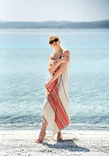 Vionella [סט של 5] מגבת אמבטיה חוף טורקית, כותנה טבעית טורקית וצבע אורגני, שוטפים מראש לתחושה רכה,